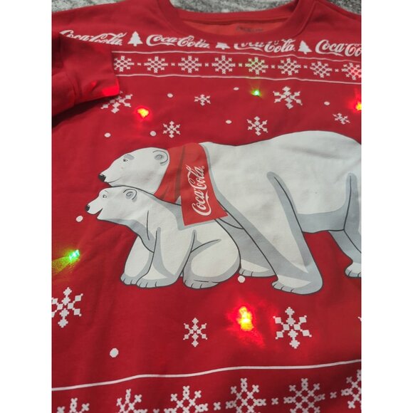 Christmas Coca Cola Polar Bear Light Up Christmas Sweatshirt XL - Picture 2 of 5